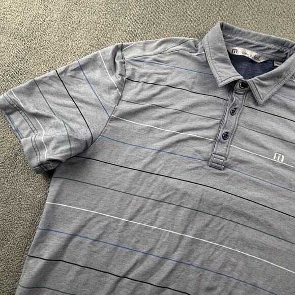 Travis Mathew Polo Shirt Medium Striped Short Sleeve Golf Golfing Casual Men's - Picture 2 of 14